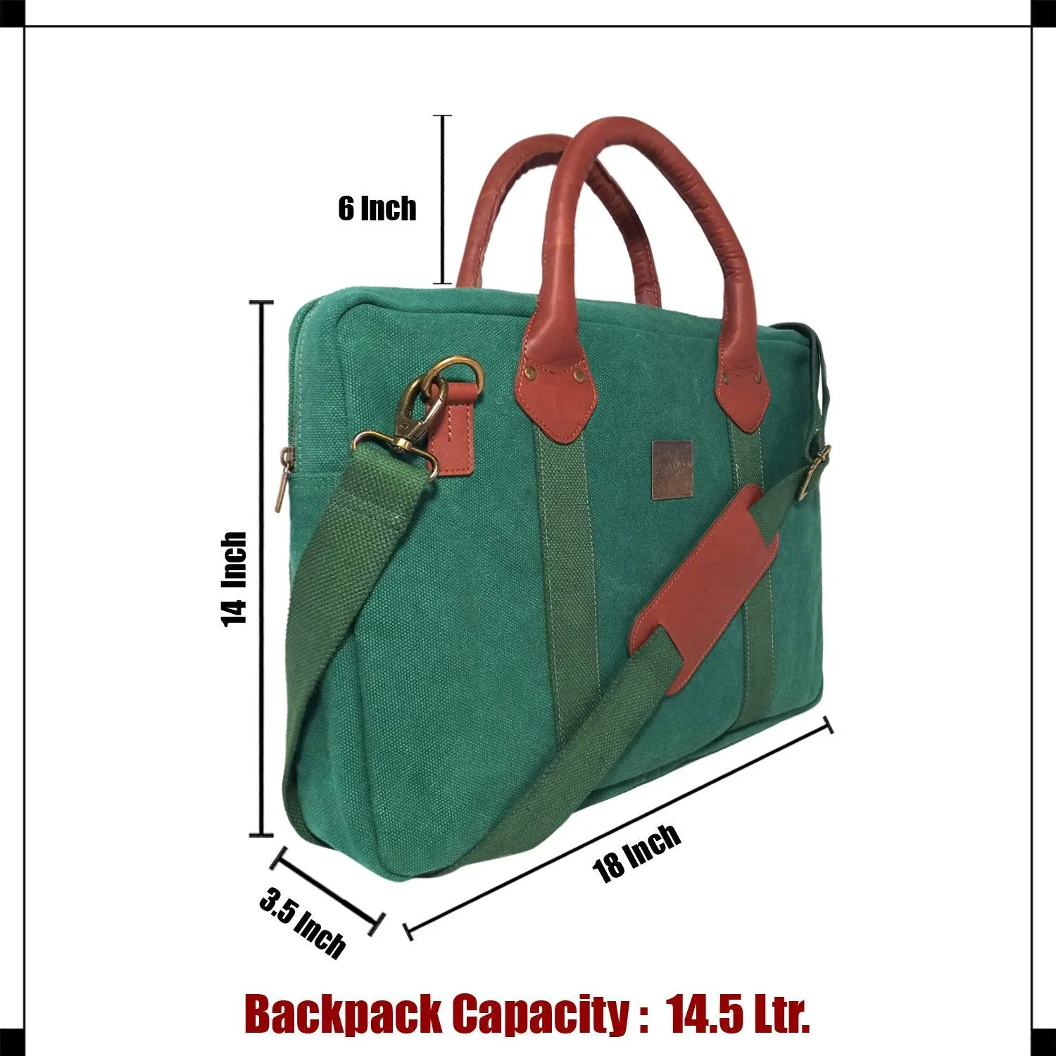 CANVAS & AWL Canvas and Genuine Leather Trim Unisex Laptop Messenger Bag, Travel Crossbody Bag (Green)