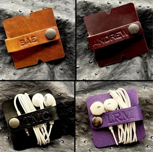 Earbud Cord Keeper Organizer in Horween Leather-Personalized and Made to Order