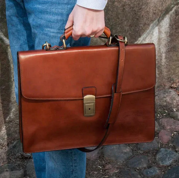 Grand Master Blue Lodge Briefcase - Brown Leather