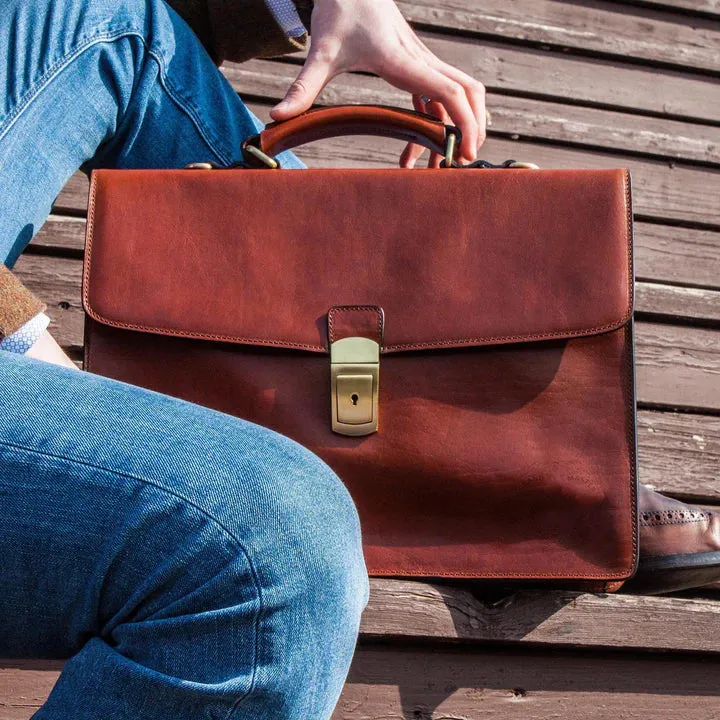 Grand Master Blue Lodge Briefcase - Brown Leather