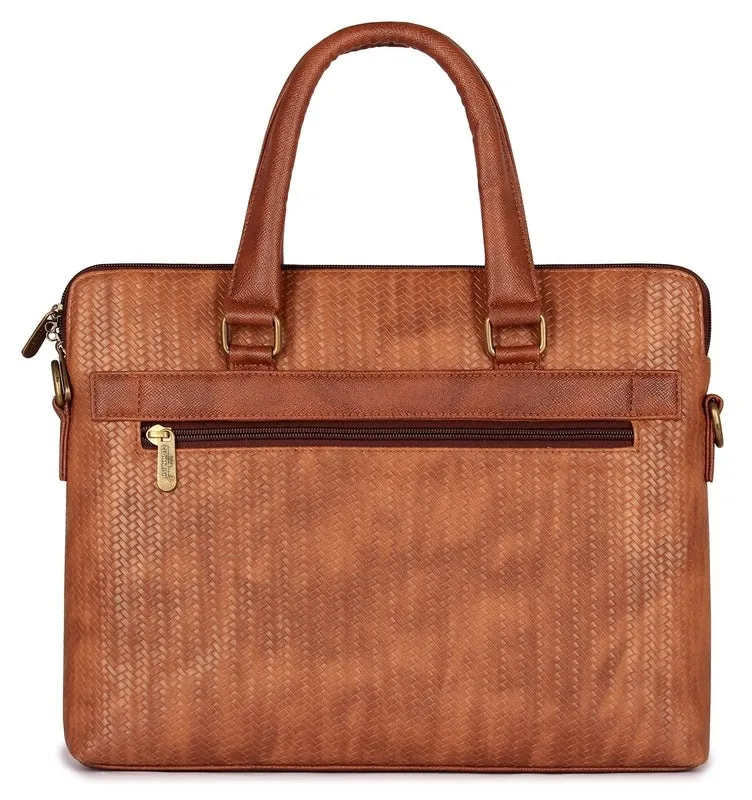 The Clownfish Epitome Series 14 Inch Faux Leather Laptop Bag - Stylish, High-Quality | Shoulder Strap | 39cm x 29cm x 10cm | Bronze