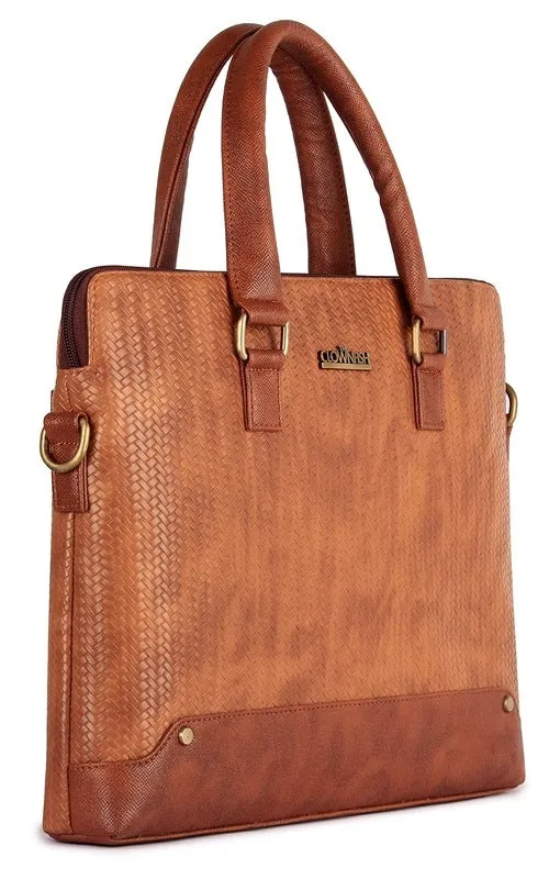 The Clownfish Epitome Series 14 Inch Faux Leather Laptop Bag - Stylish, High-Quality | Shoulder Strap | 39cm x 29cm x 10cm | Bronze