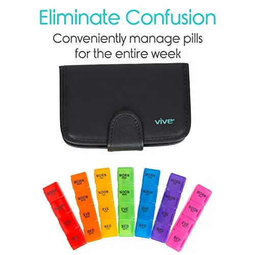 Vive XL Pill Case Extra Large Weekly  Medicine Organizer with Box Case